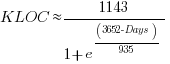 KLOC approx 1143/{1+e^{(3652-Days)/935}}