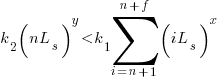 k_2(nL_s)^y < k_1sum{i=n+1}{n+f}{(iL_s)^x}