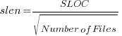 slen={SLOC}/{sqrt{Number of Files}}