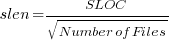 slen={SLOC}/{sqrt{Number of Files}}