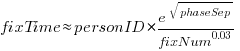 fixTime approx personID*{e^{sqrt{phaseSep}}/fixNum^{0.03}}
