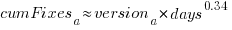 cumFixes_a approx version_a*days^{0.34}