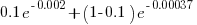0.1e^{-0.002}+(1-0.1)e^{-0.00037}