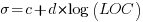 sigma=c+d*log(LOC)