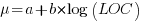 mu=a+b*log(LOC)