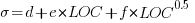 sigma=d+e*LOC+f*LOC^{0.5}