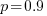 p=0.9